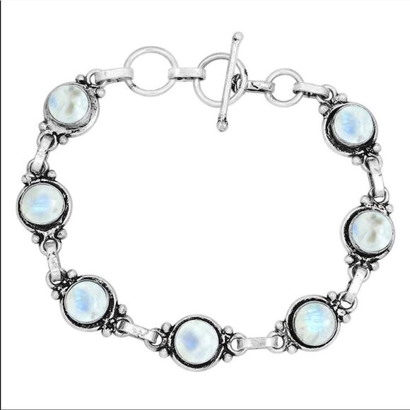 - 925 Sterling Silver Moonstone Gemstone Bracelet - Picture 1 of 6